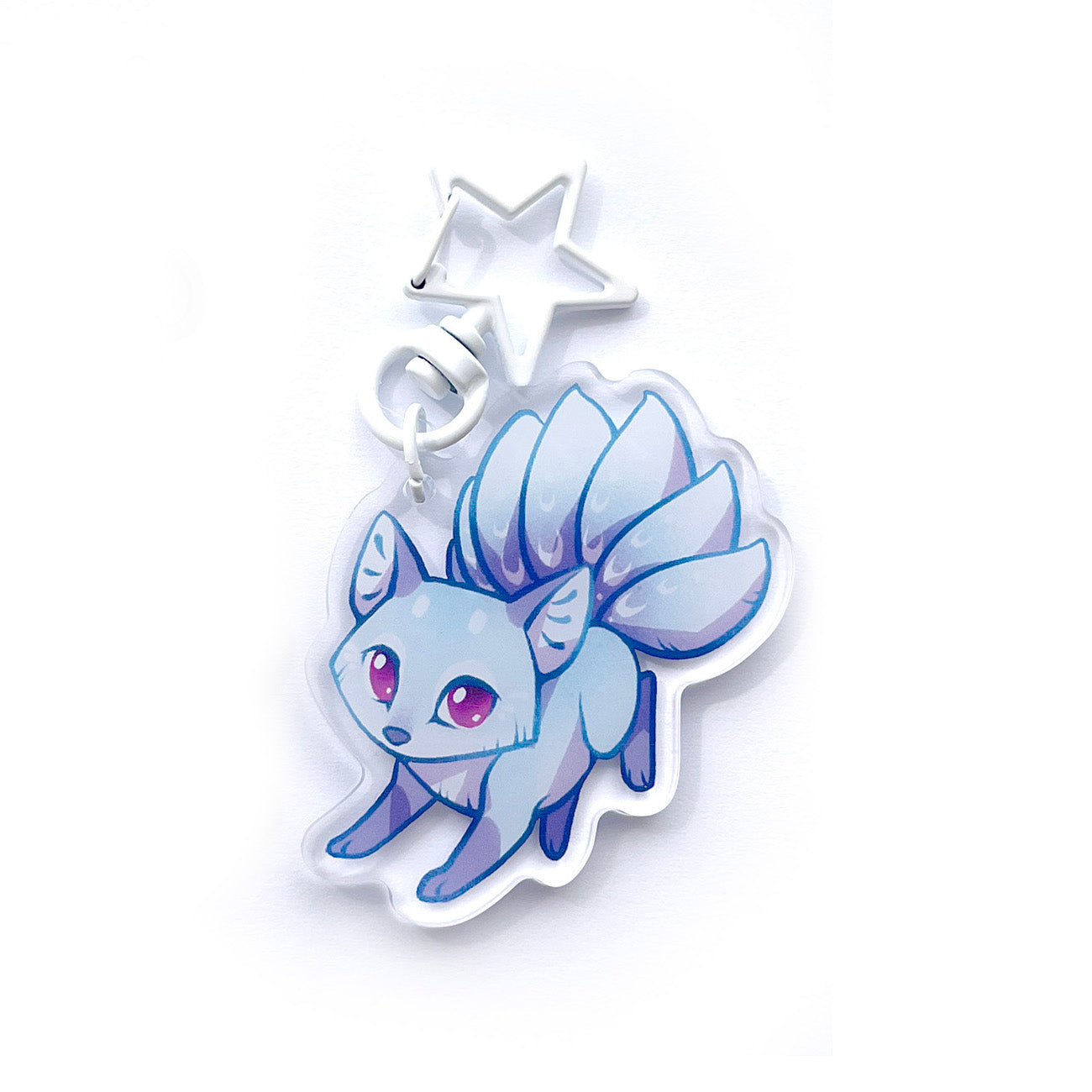 Blue Kitsune Keychain Charm