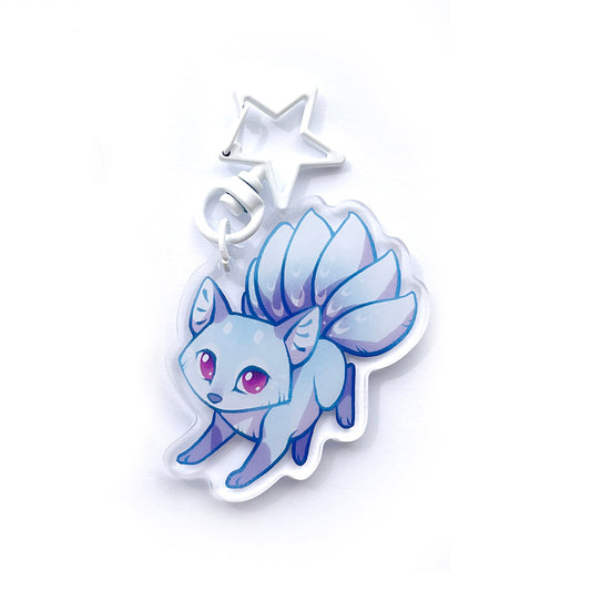 Blue Kitsune Keychain Charm