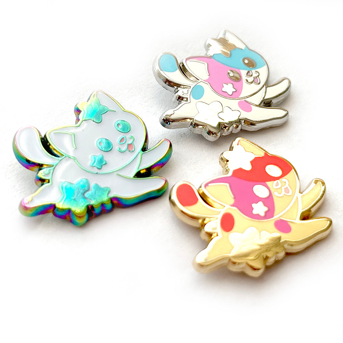 Rainbow Star Chaser Cat Enamel Pin