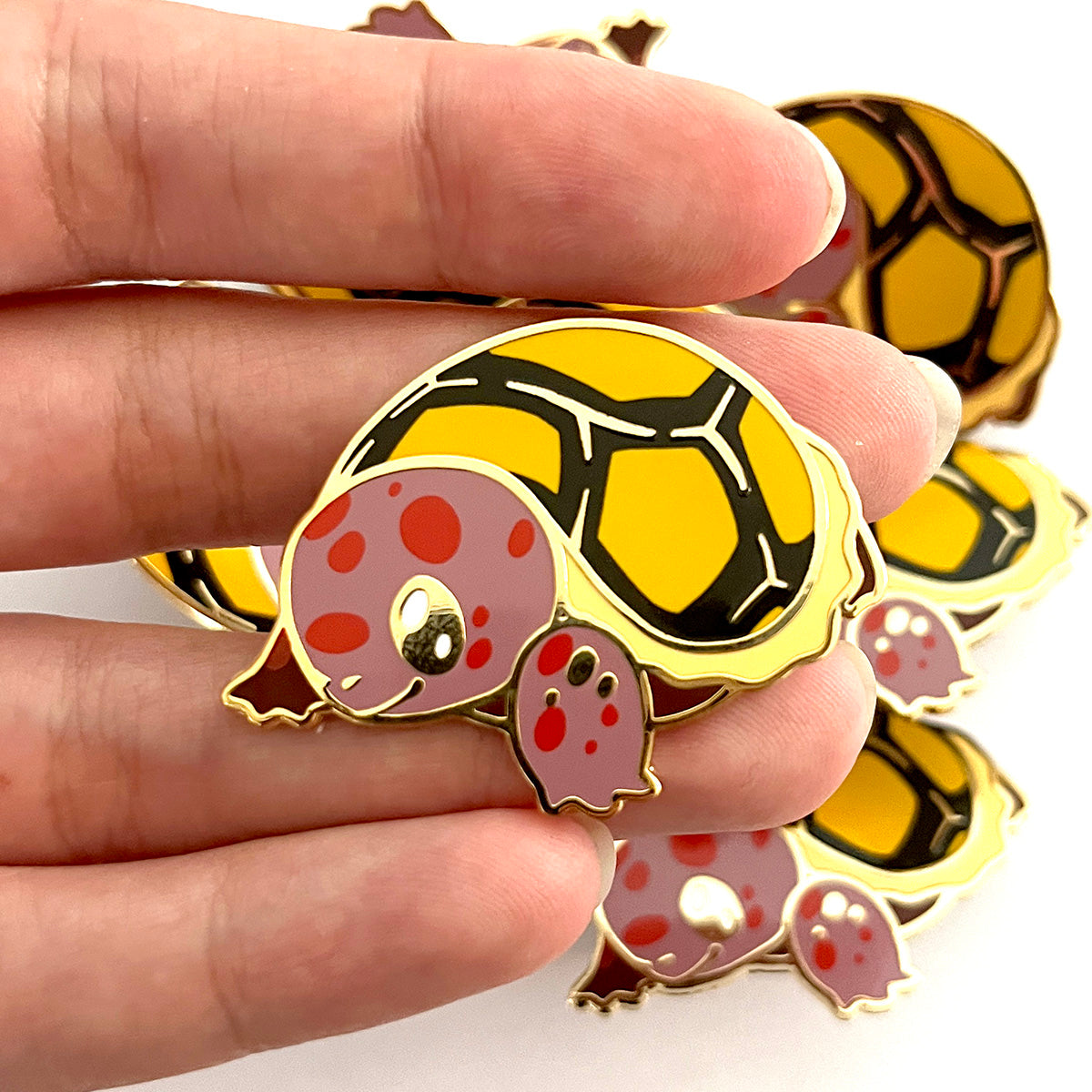 Cherry Head Tortoise Hard Enamel Pin