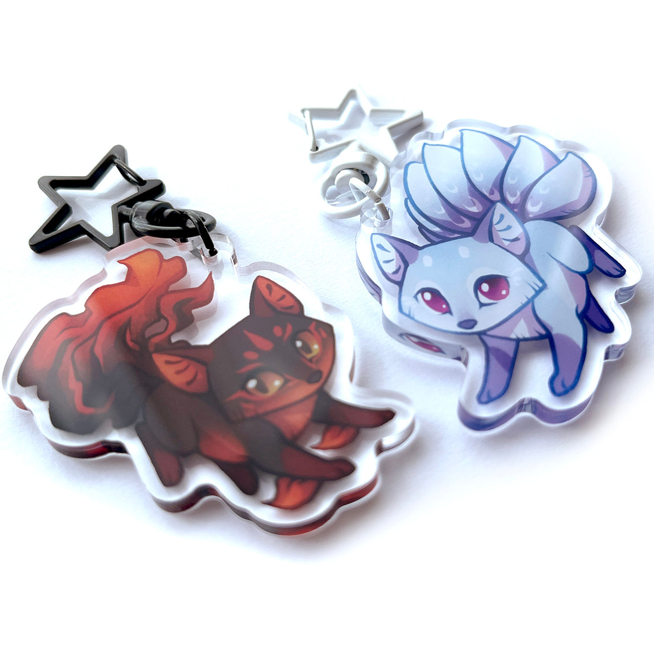 Blue Kitsune Keychain Charm