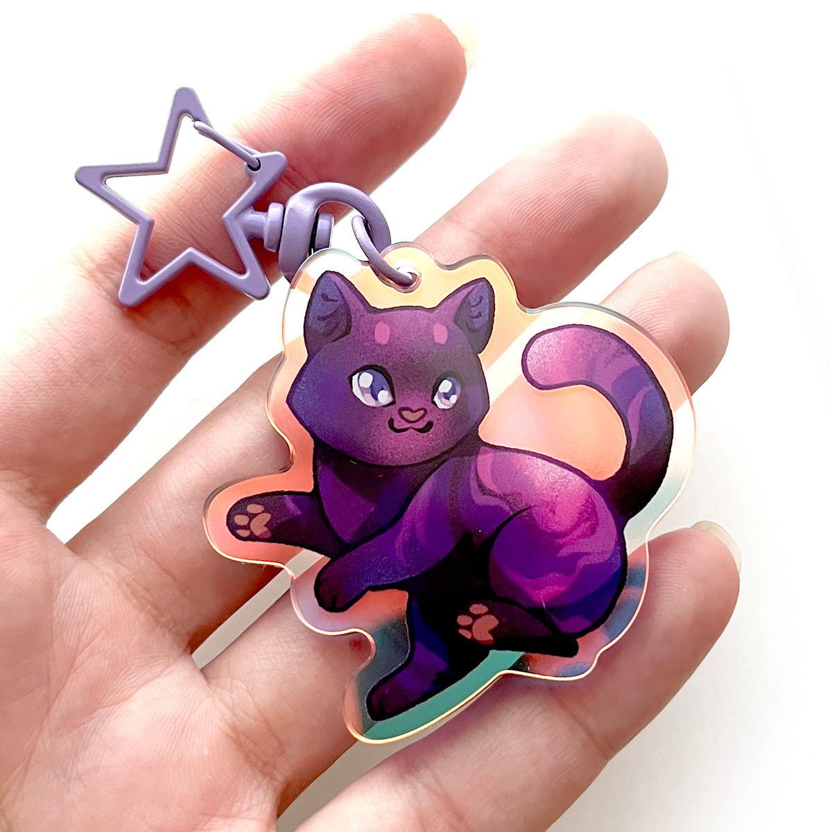 Nebula Cat Rainbow Keychain Charm