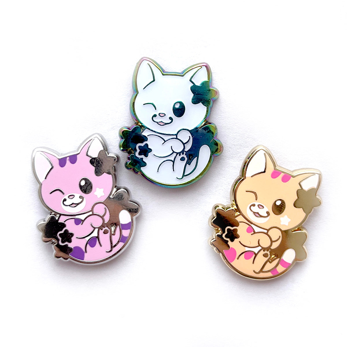 Orange Star Puff Cat Enamel Pin