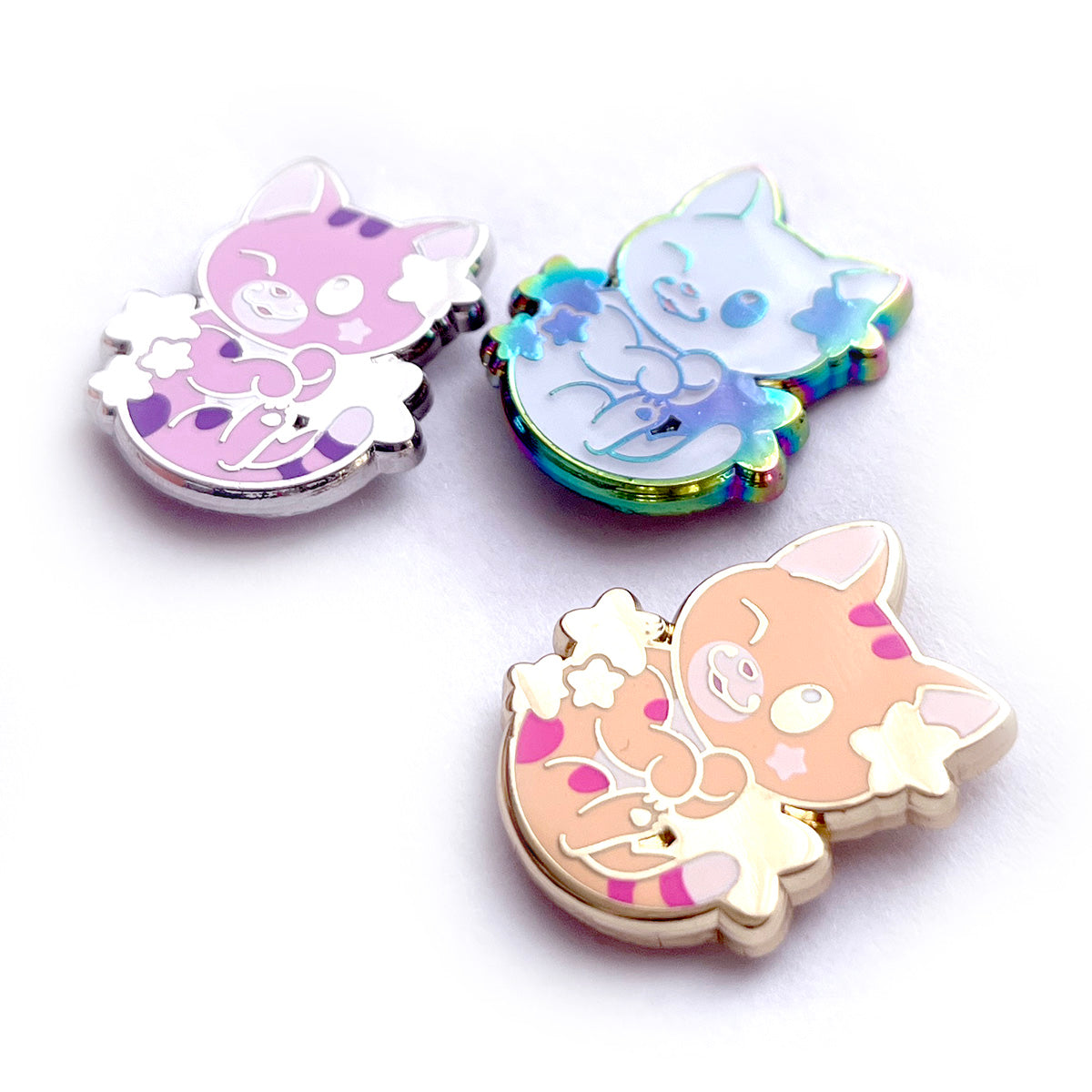 Orange Star Puff Cat Enamel Pin