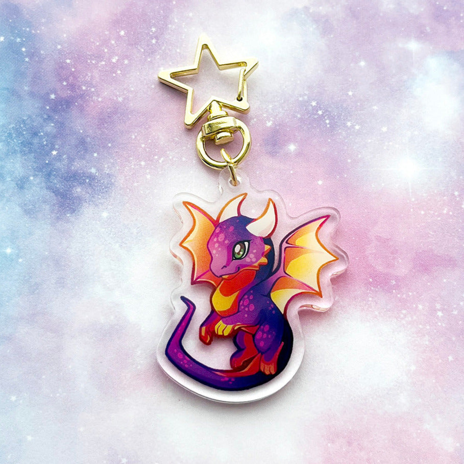 Purple Dragon Keyring Charm