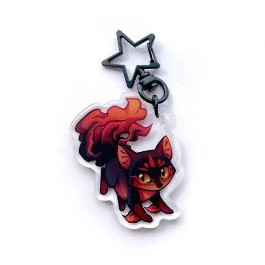 Red Kitsune Keychain Charm