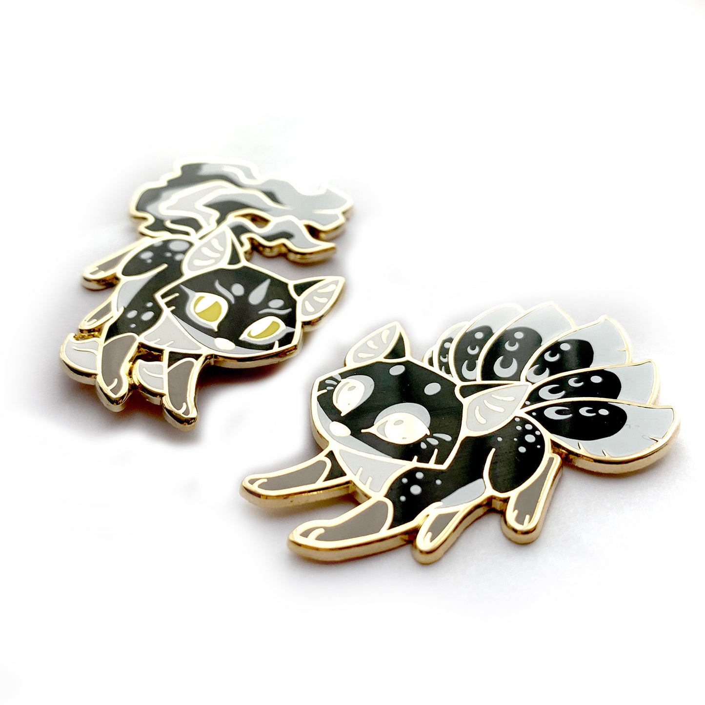 Black & White Kitsune Enamel Pin Set