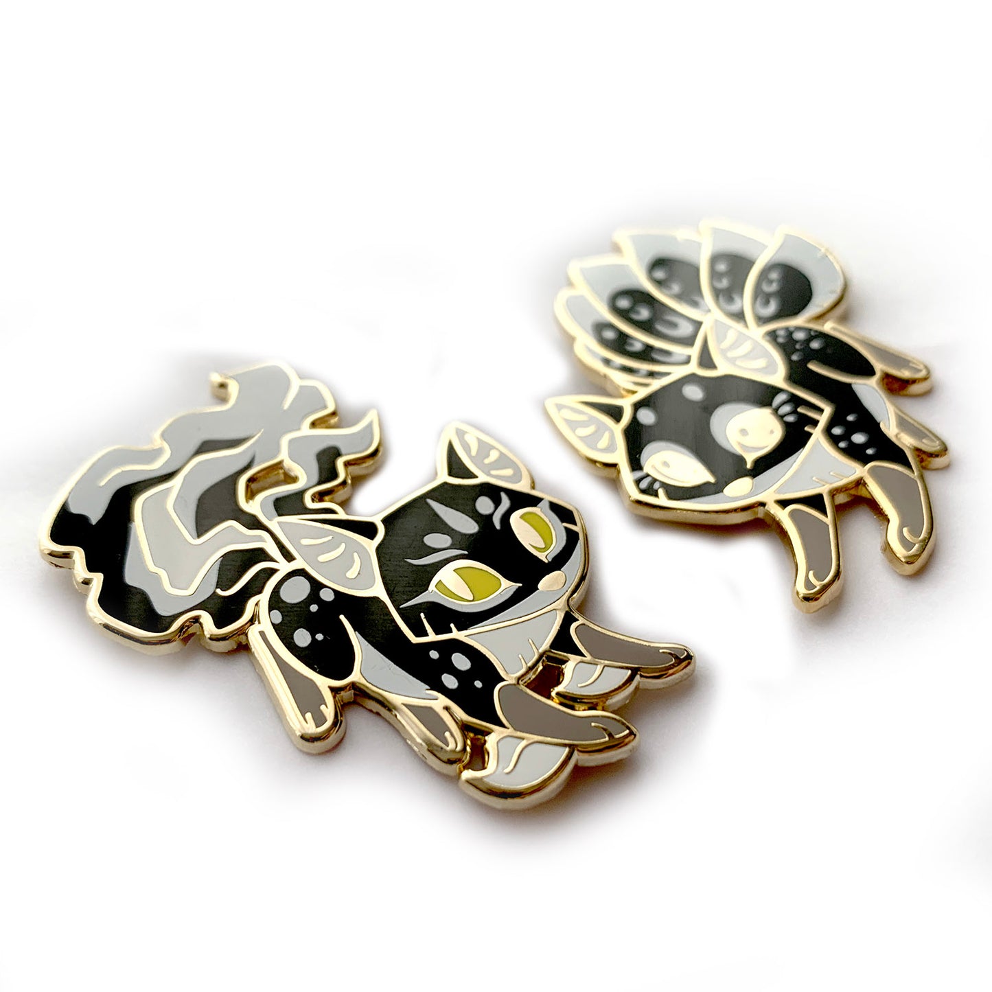 Black & White Kitsune Enamel Pin Set