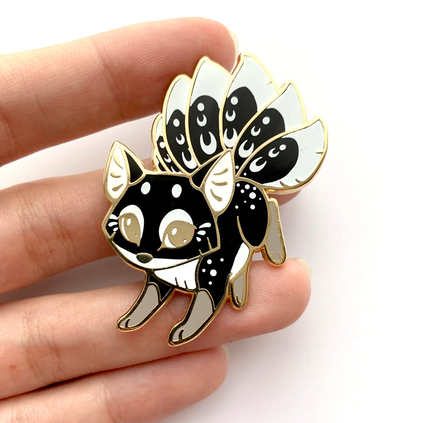 Black & White Kitsune Enamel Pin Set