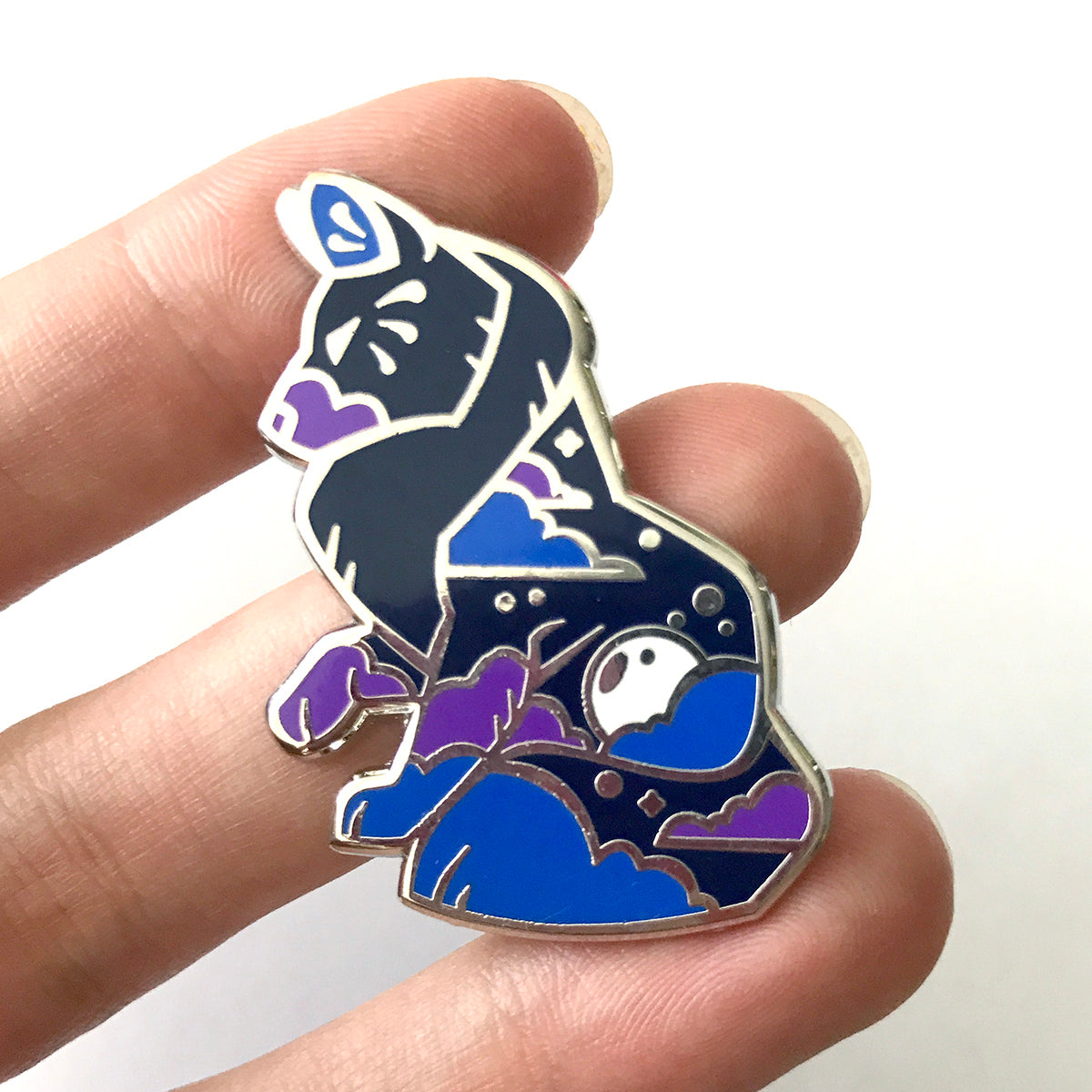 Blue Moon Wolf Enamel Pin