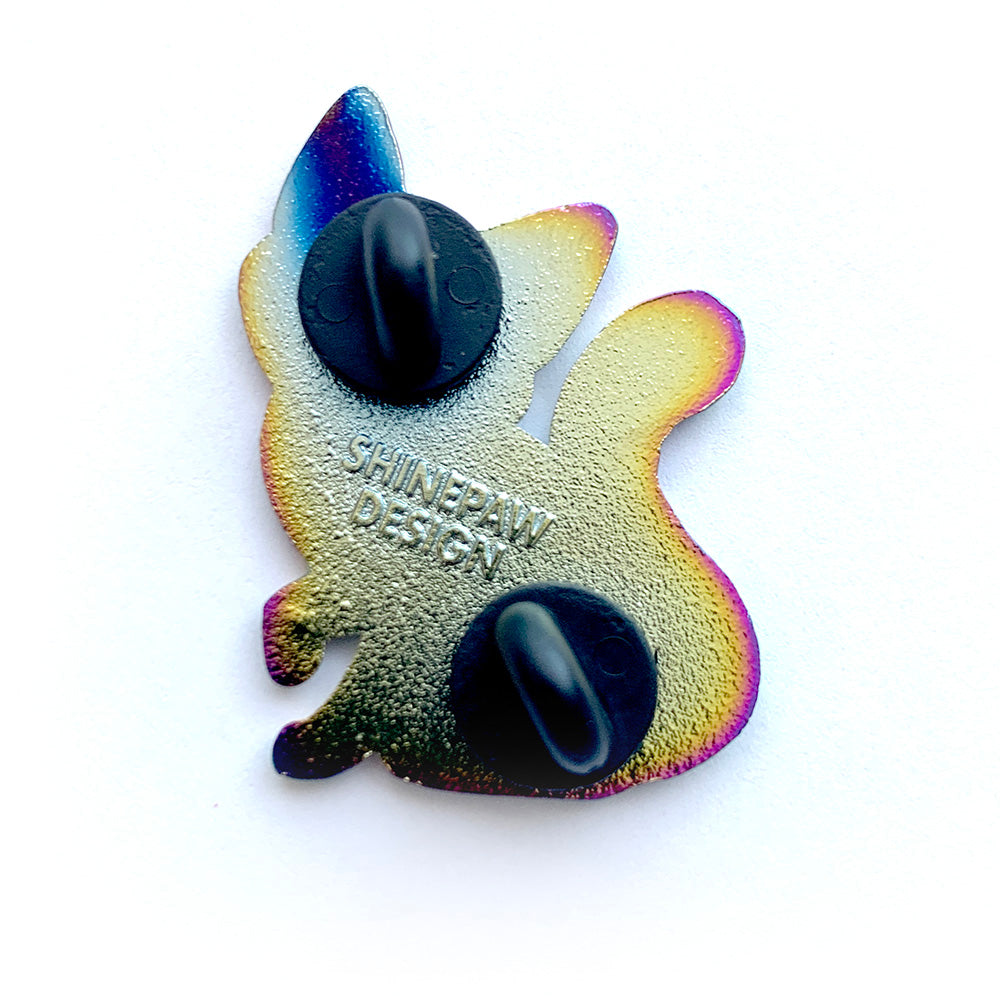 Rainbow Black Bicolored Cat Enamel Pin