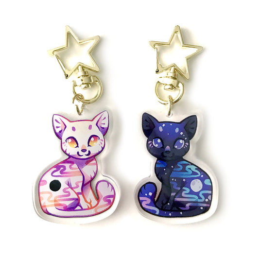 Eclipse&Full Moon Cat Keyring