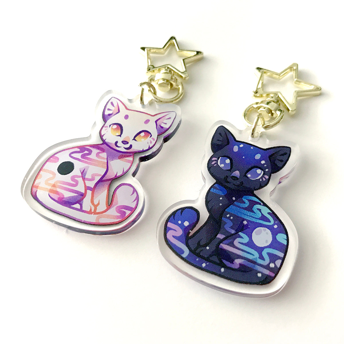 Eclipse&Full Moon Cat Keyring