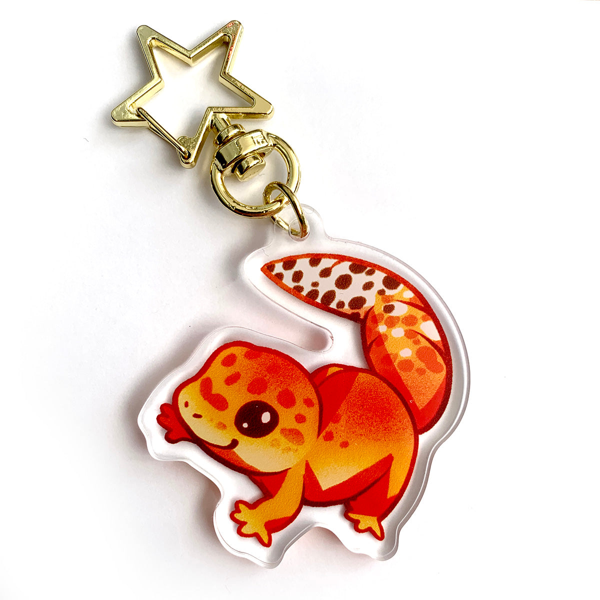 Tangerine Leopard Gecko Keychain Charm