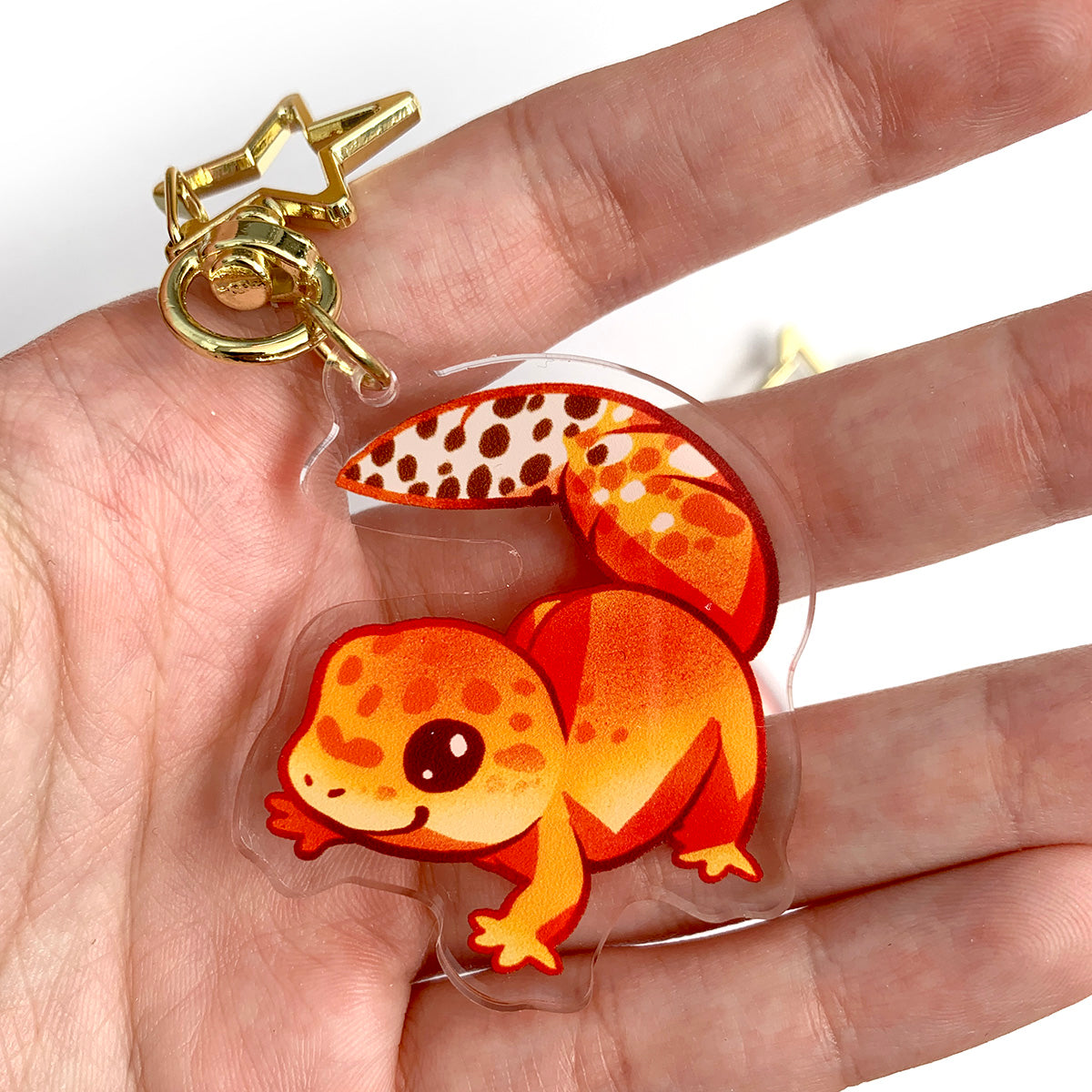 Tangerine Leopard Gecko Keychain Charm