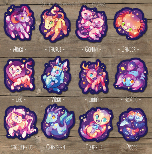 Cute Western Zodiac Animal Sticker Set