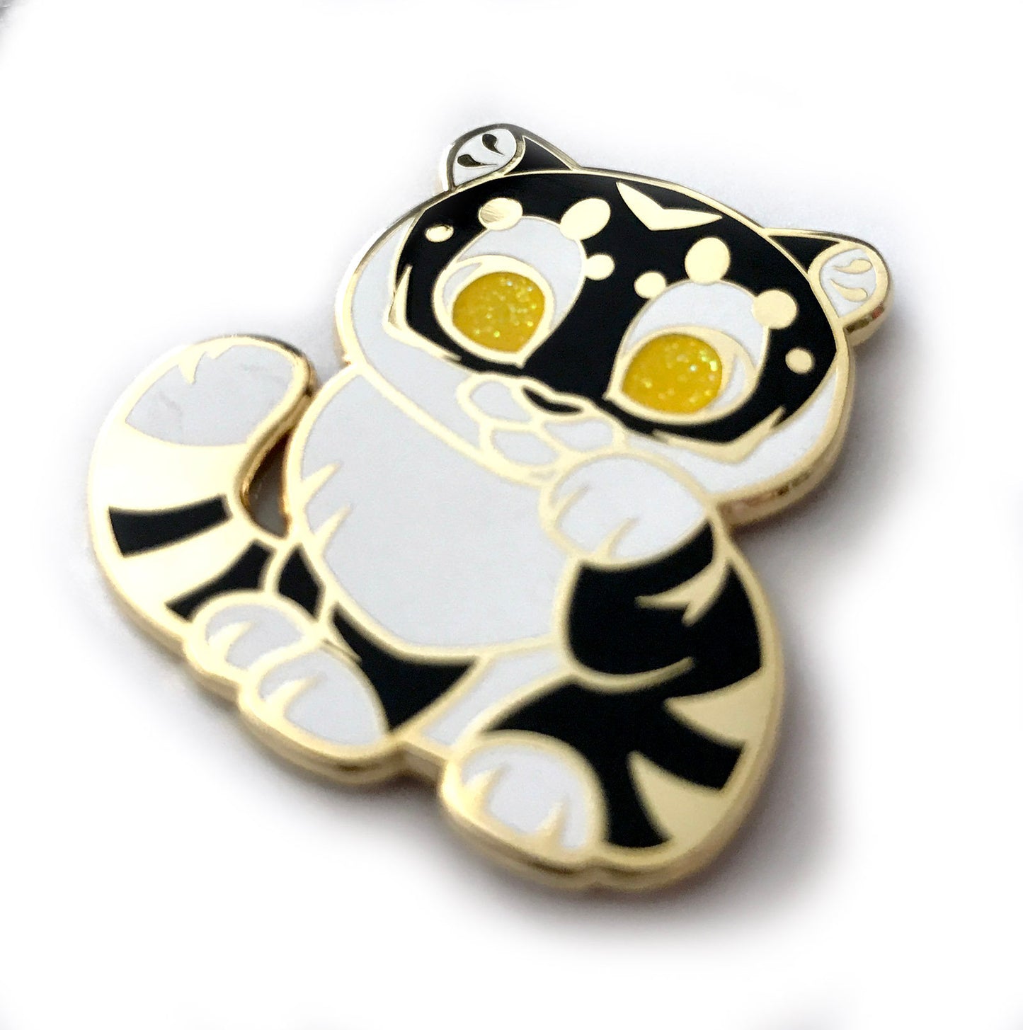 Black Tiger Lucky Cat Enamel Pin