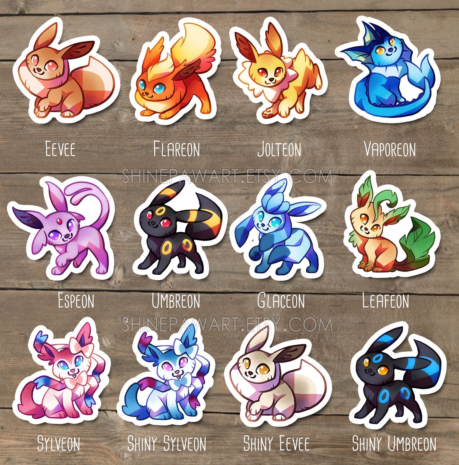 Eevee evolutions, Shiny Eevee, Shiny Flareon, Shiny Jolteon, Shiny Glaceon,  Shiny Leafeon, Shiny Umbreon, Shiny Espeon, Shiny Sylve…