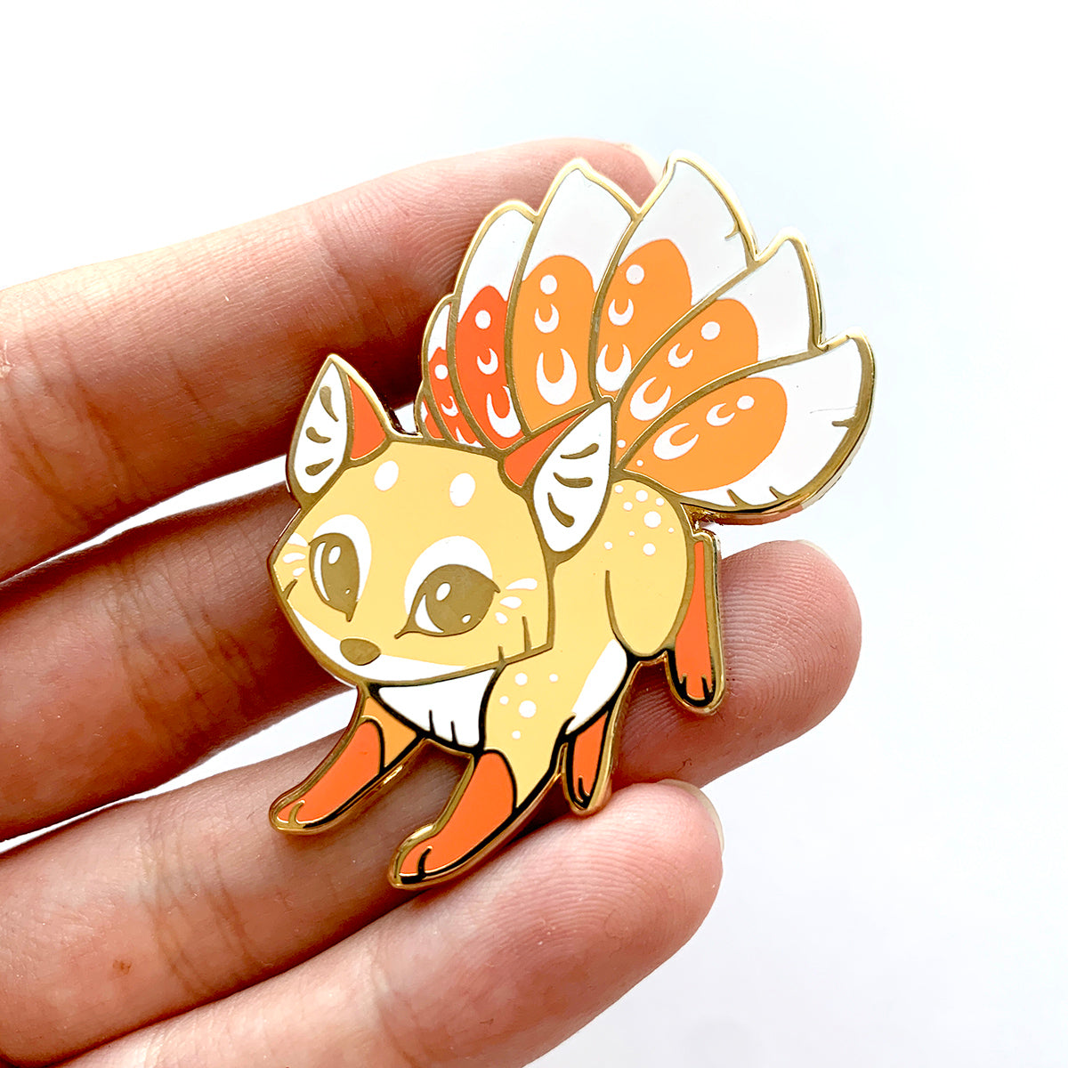 Orange Kitsune Enamel Pin