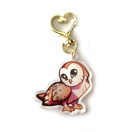 Barn Owl Keychain Charm