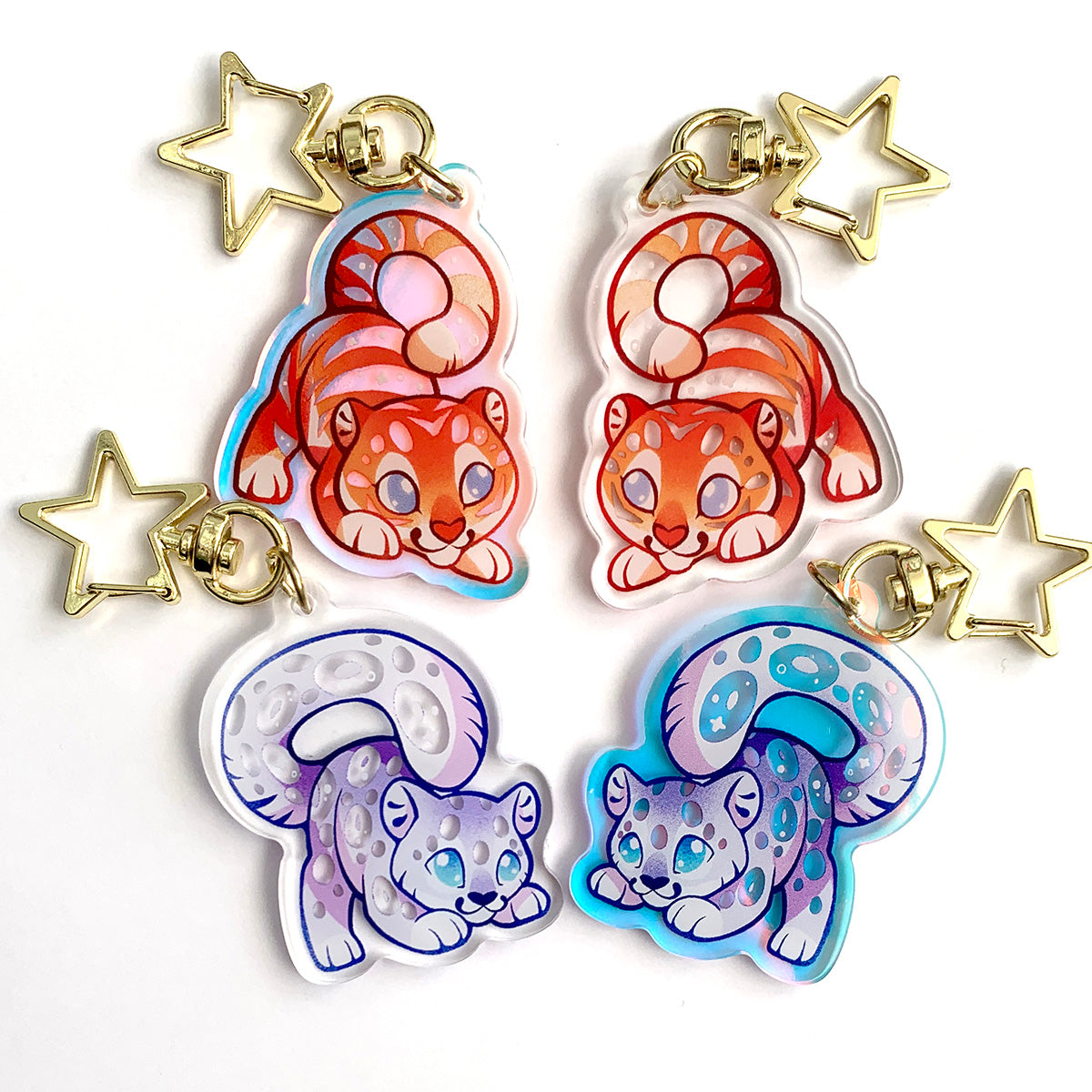 Rainbow Snow Leopard Keyring Charm