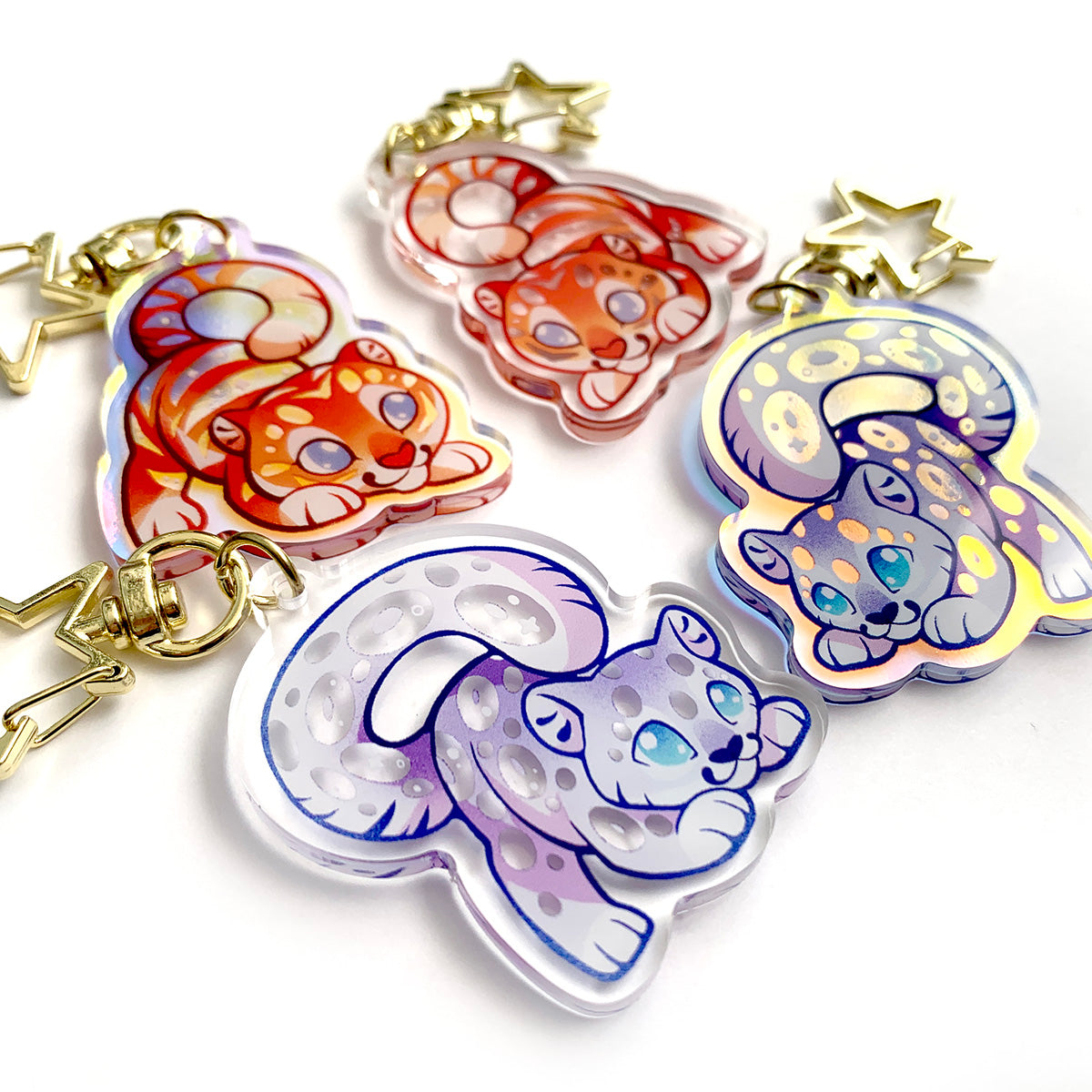 Rainbow Snow Leopard Keyring Charm