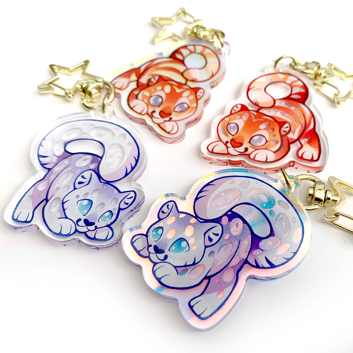 Rainbow Snow Leopard Keyring Charm