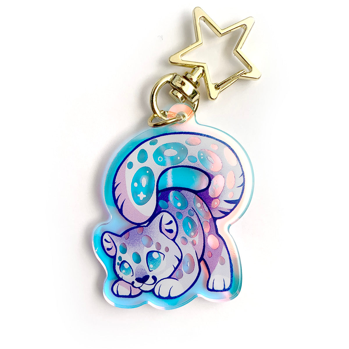 Rainbow Snow Leopard Keyring Charm