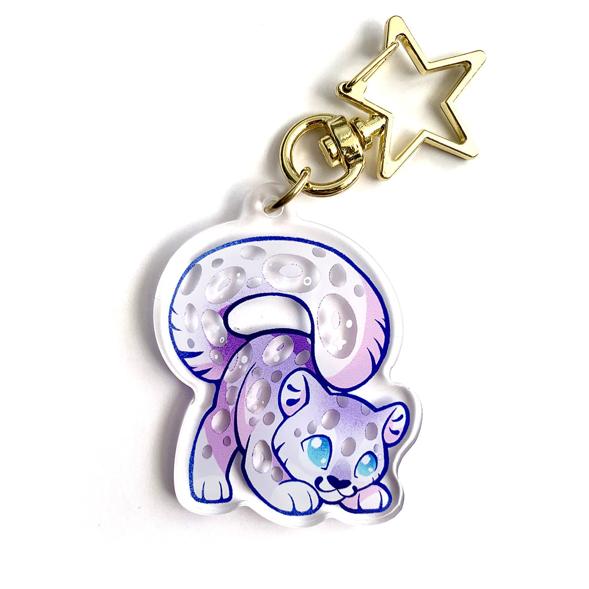 Rainbow Snow Leopard Keyring Charm
