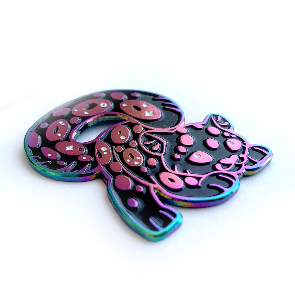 Rainbow Black Snow Leopard Enamel Pin