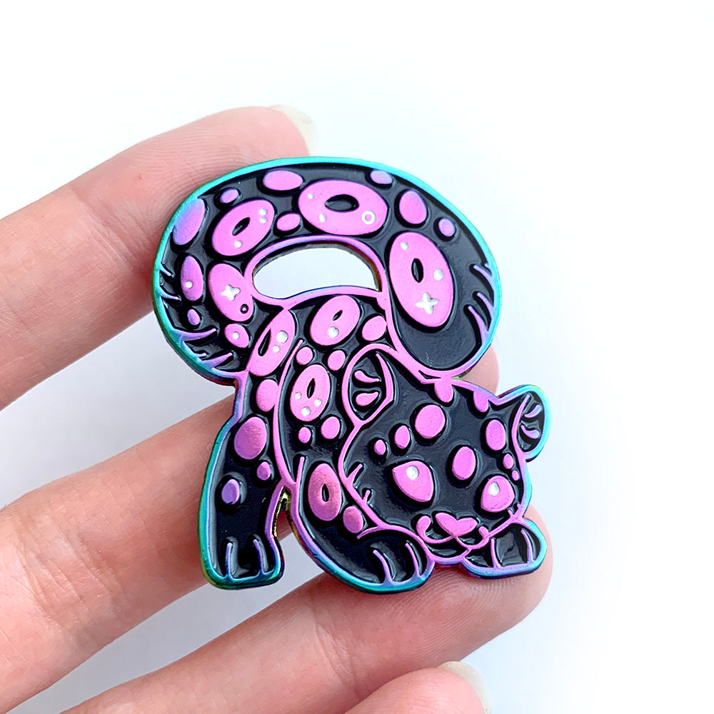 Rainbow Black Snow Leopard Enamel Pin