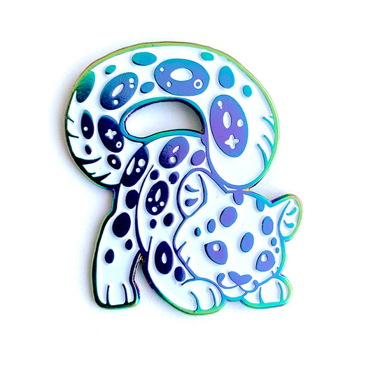 Rainbow White Snow Leopard Enamel Pin