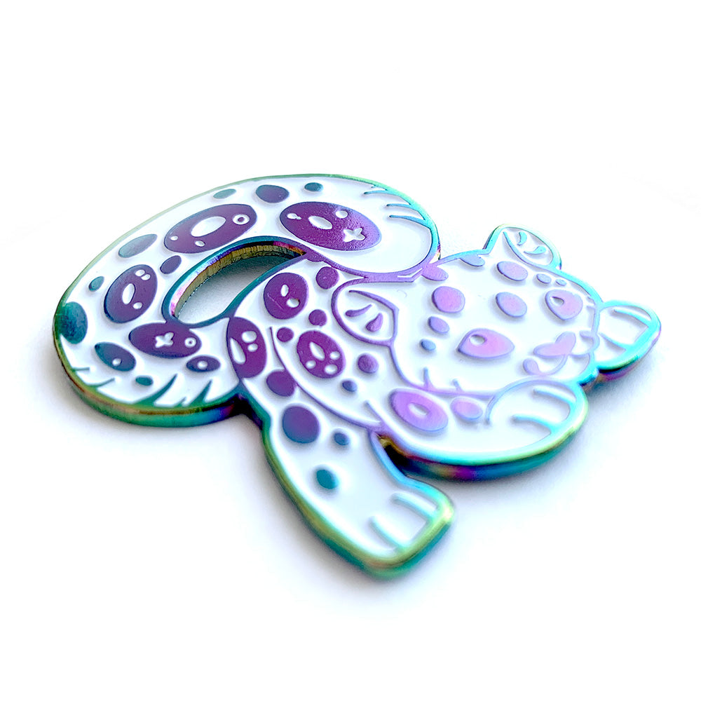 Rainbow White Snow Leopard Enamel Pin