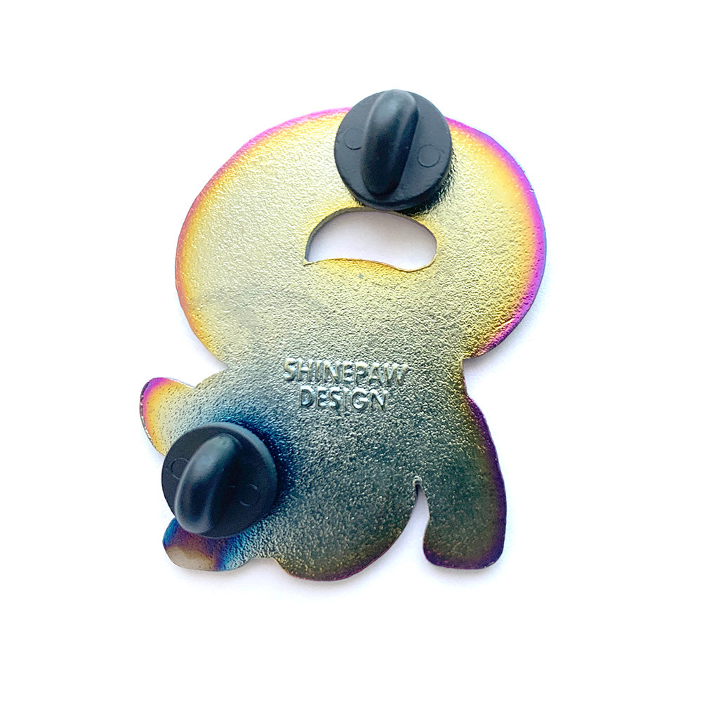 Rainbow White Snow Leopard Enamel Pin