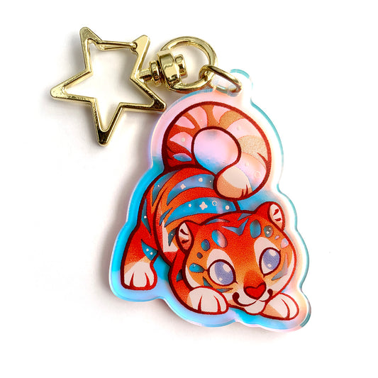 Rainbow Tiger Keyring Charm