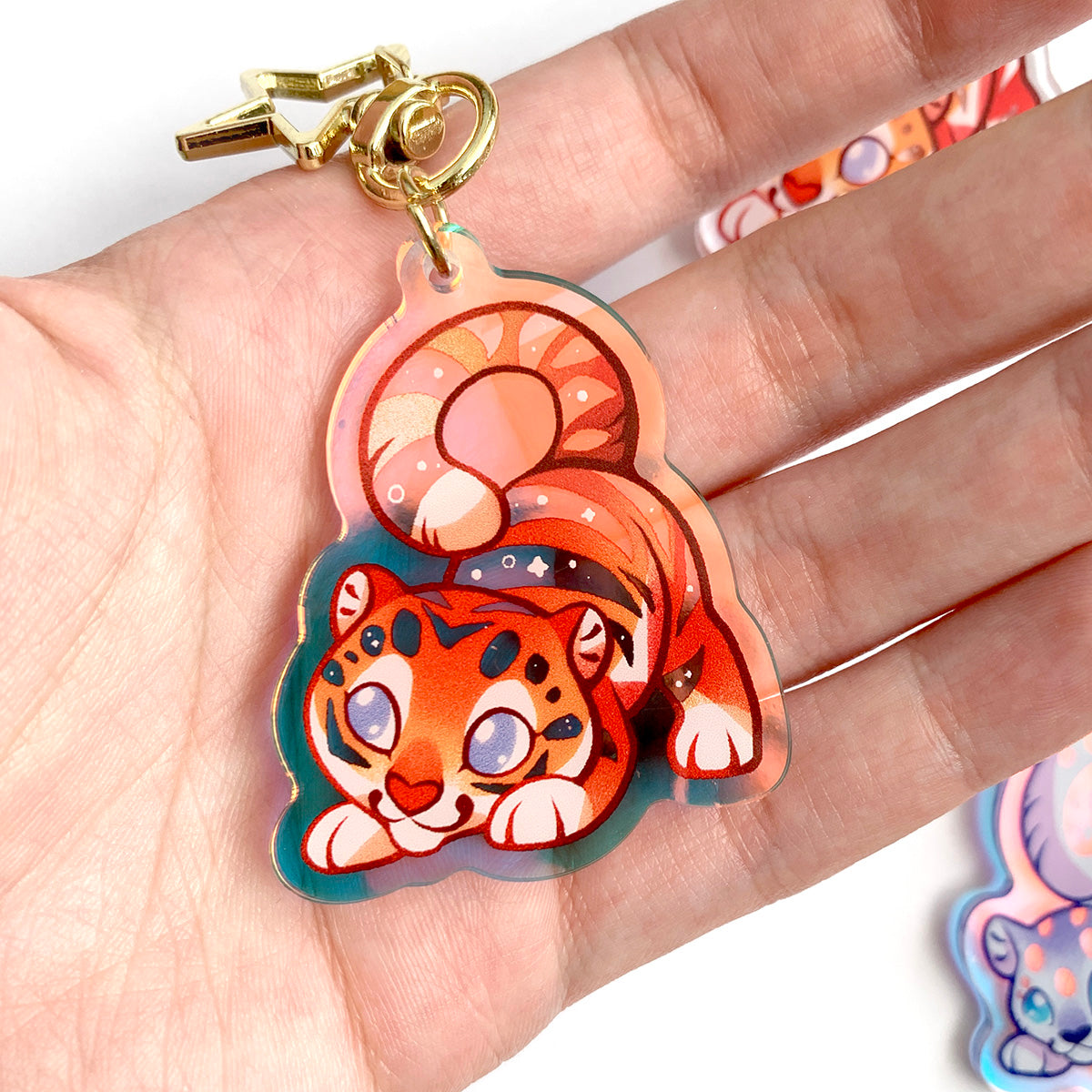 Rainbow Tiger Keyring Charm