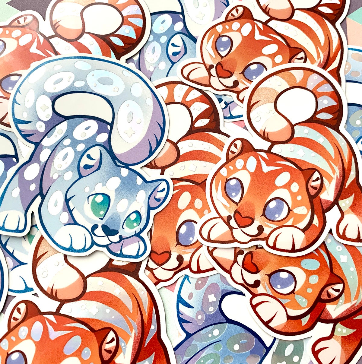 Holographic Snow Leopard Sticker