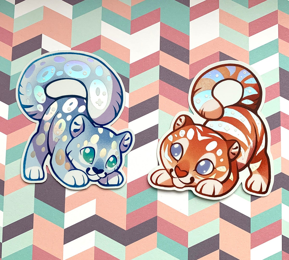 Holographic Snow Leopard Sticker
