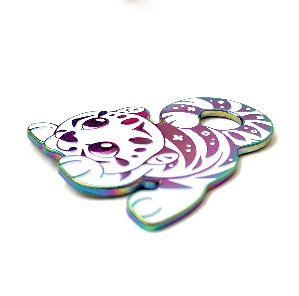Rainbow White Tiger Enamel Pin