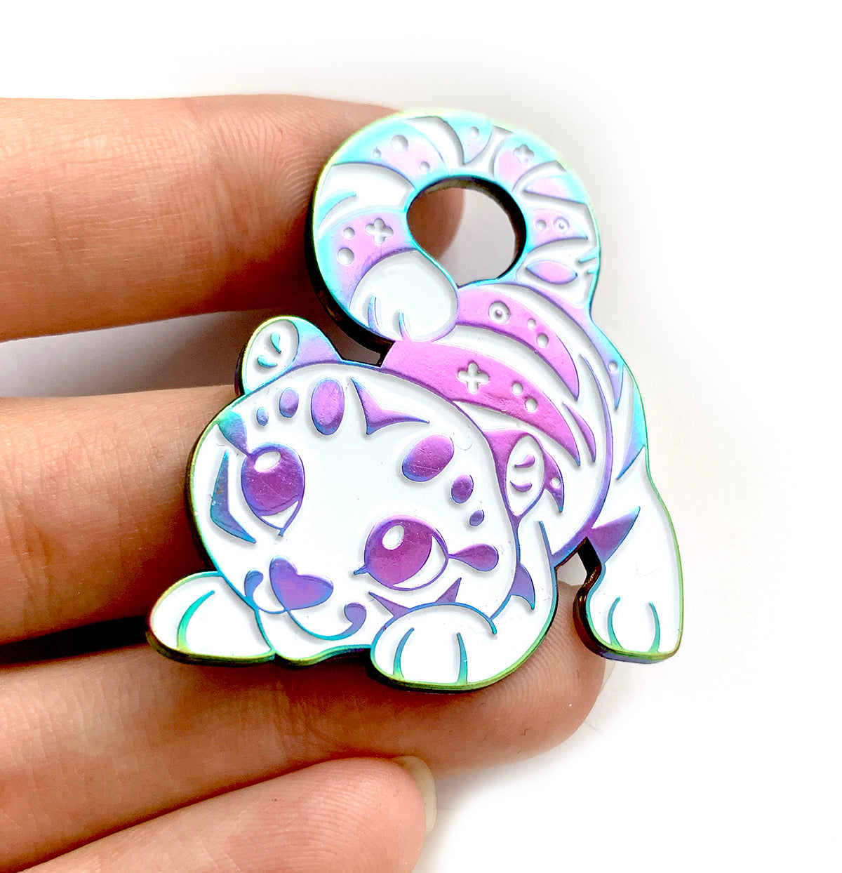 Rainbow White Tiger Enamel Pin