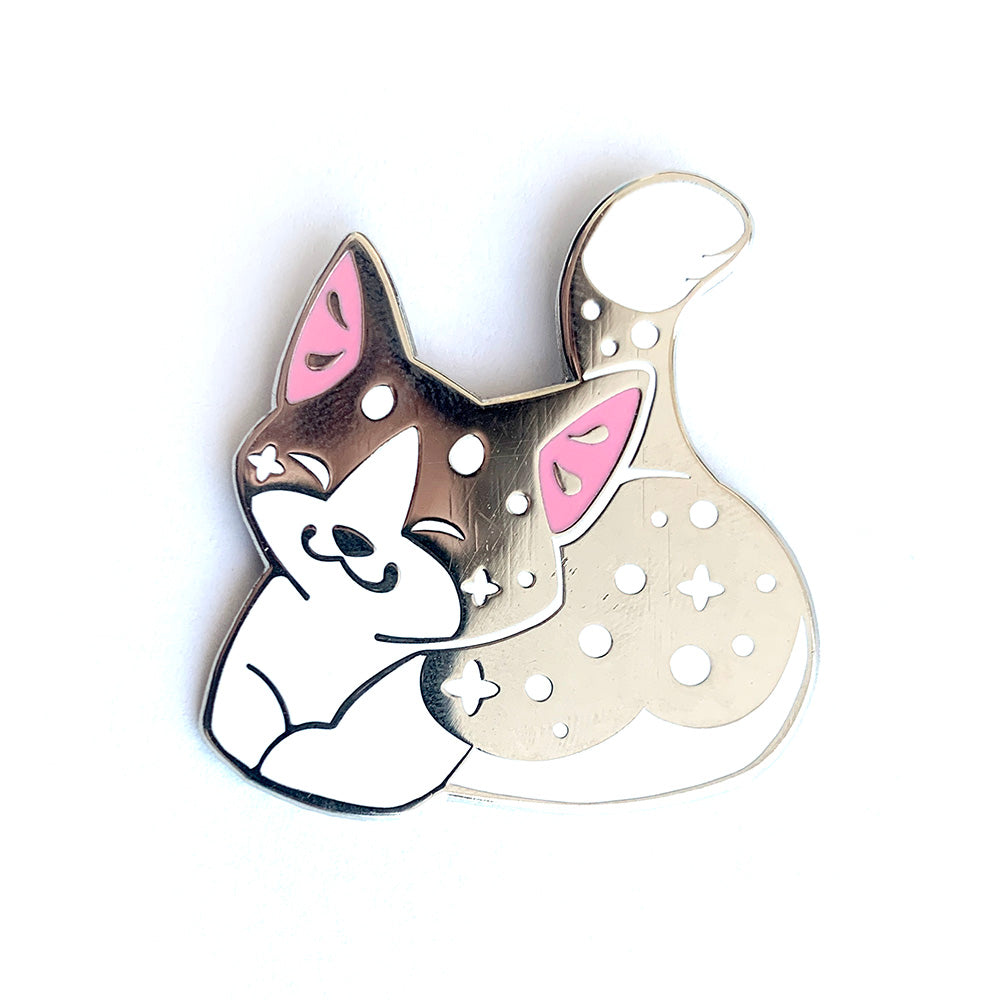 Silver Tuxedo Cat Enamel Pin