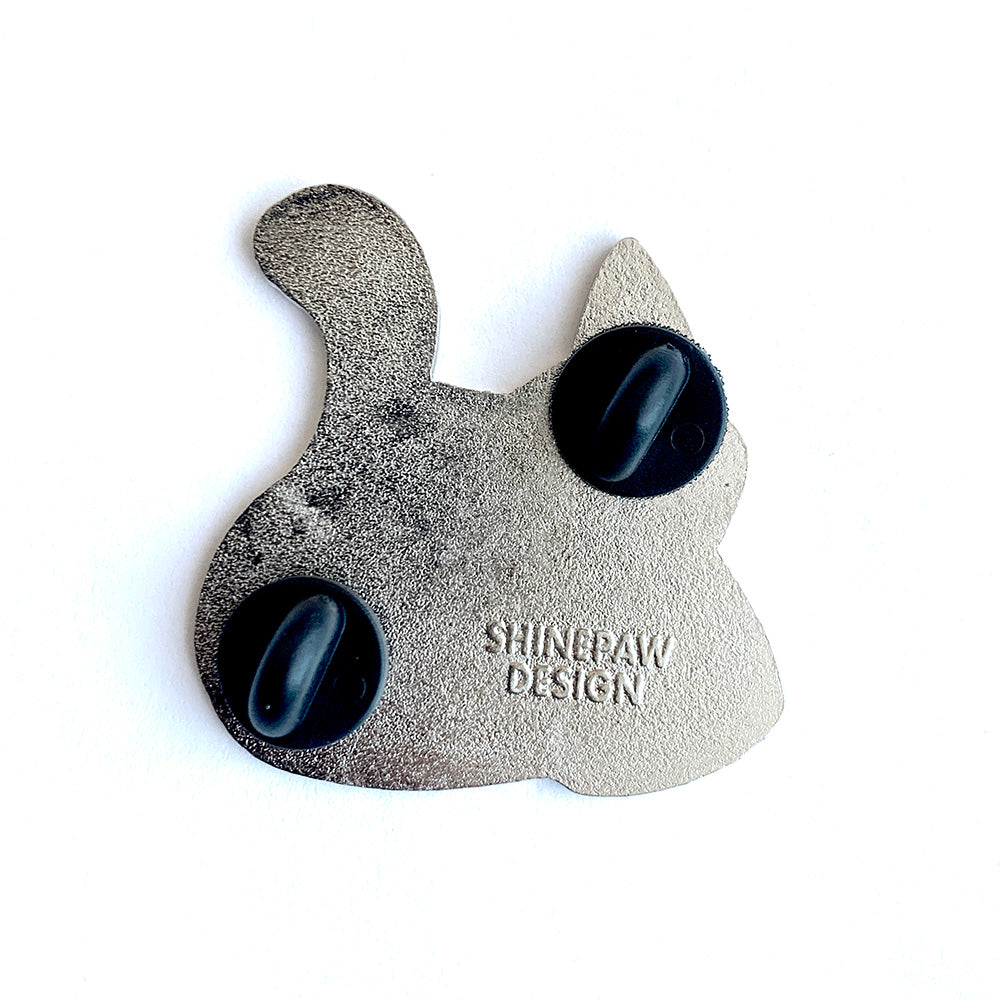 Silver Tuxedo Cat Enamel Pin