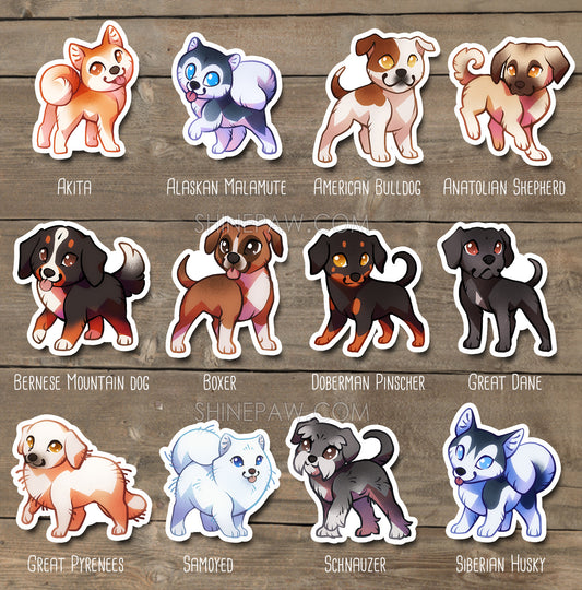 Cute Working Dogs Sticker Set