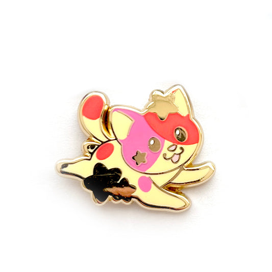 Orange Star Chaser Cat Enamel Pin