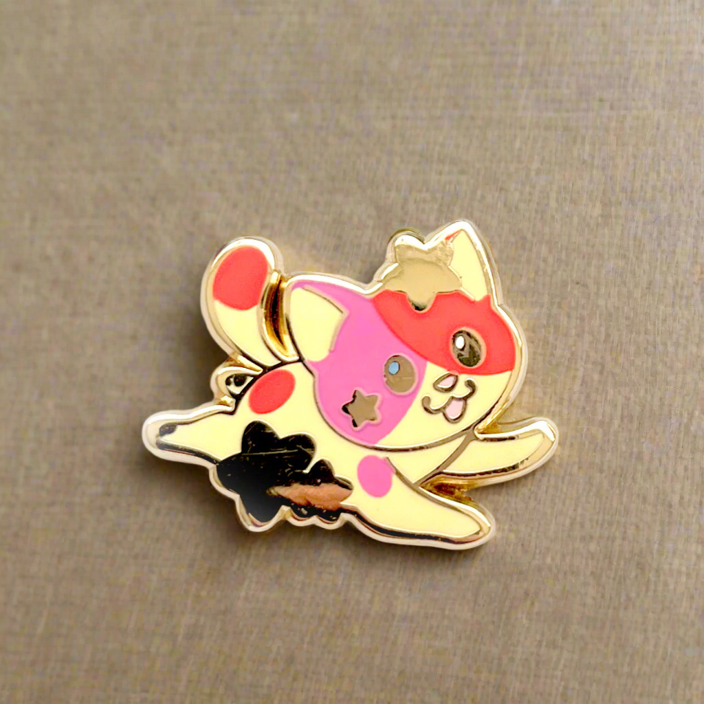 Orange Star Chaser Cat Enamel Pin