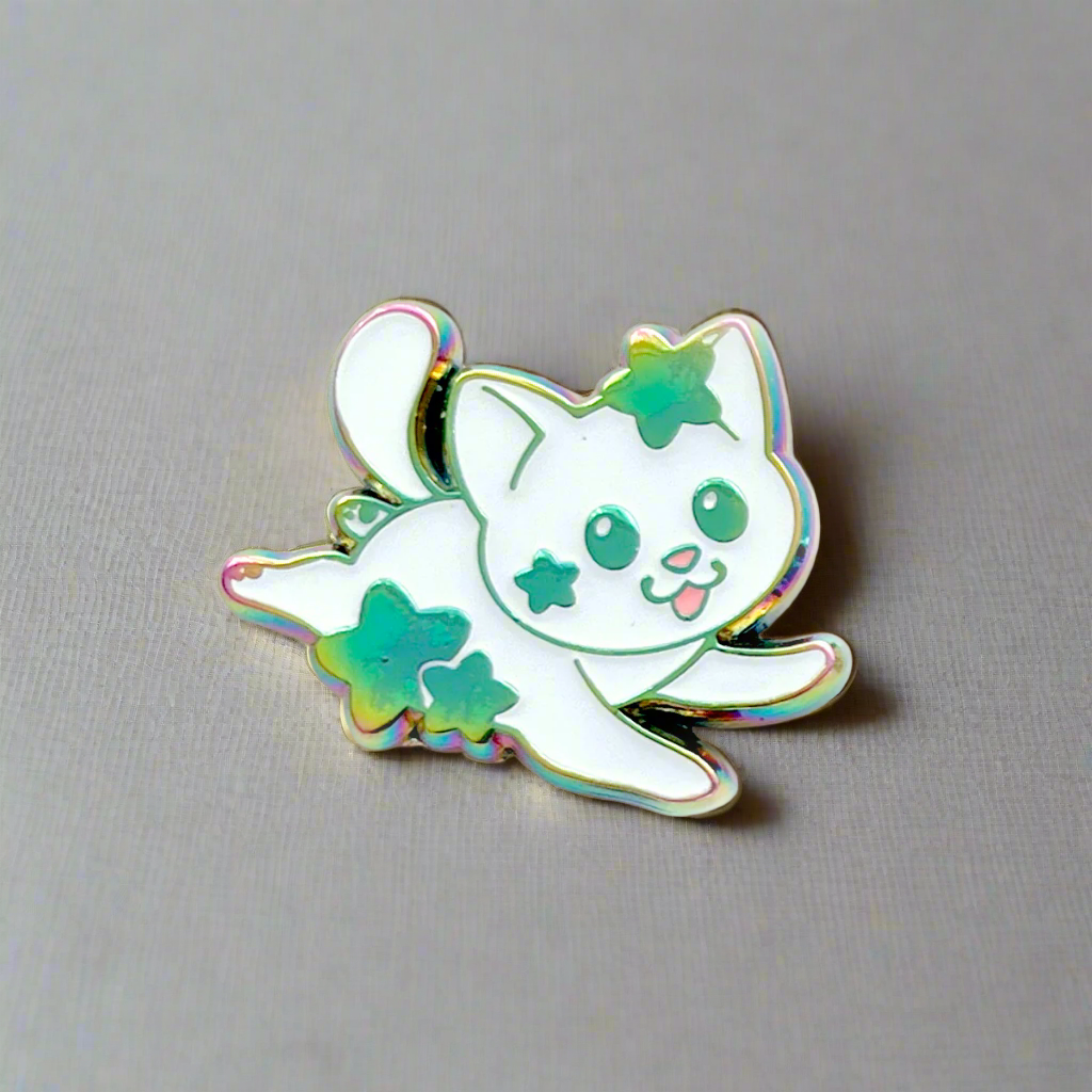 Rainbow Star Chaser Cat Enamel Pin