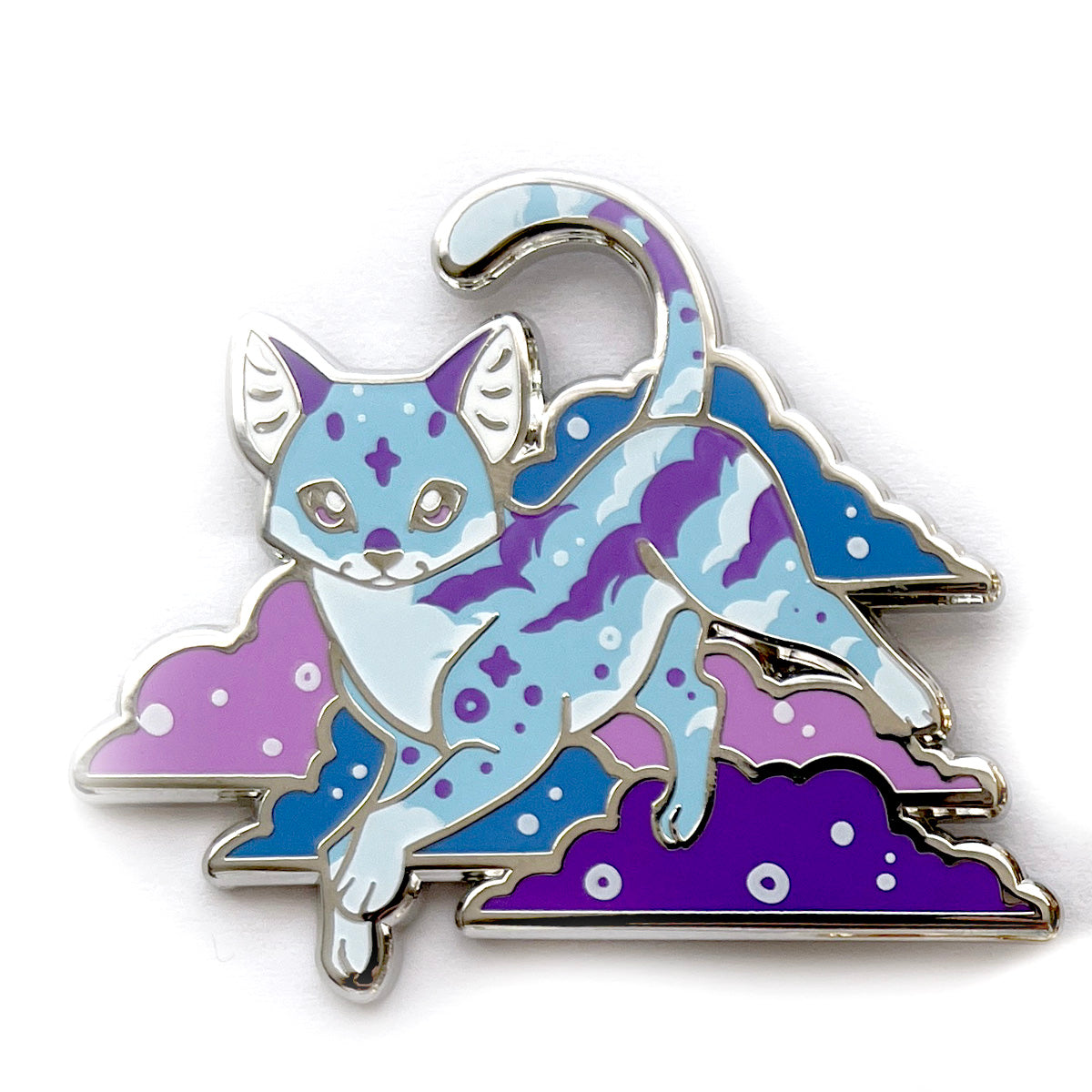 Blue Sunset Clouds Cat Enamel Pin