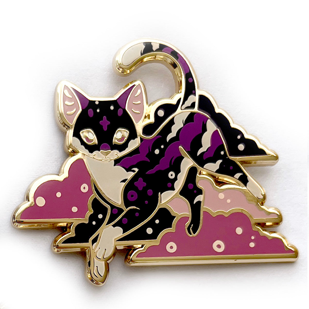 Dark Sunset Clouds Cat Enamel Pin