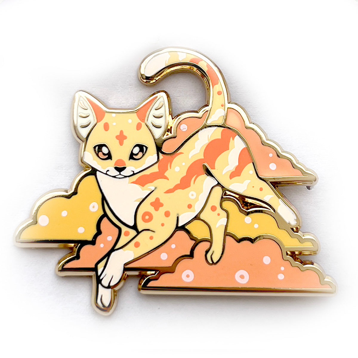 Yellow Sunset Clouds Cat Enamel Pin