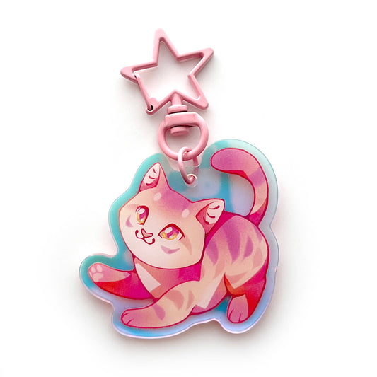 Comet Cat Rainbow Keychain Charm